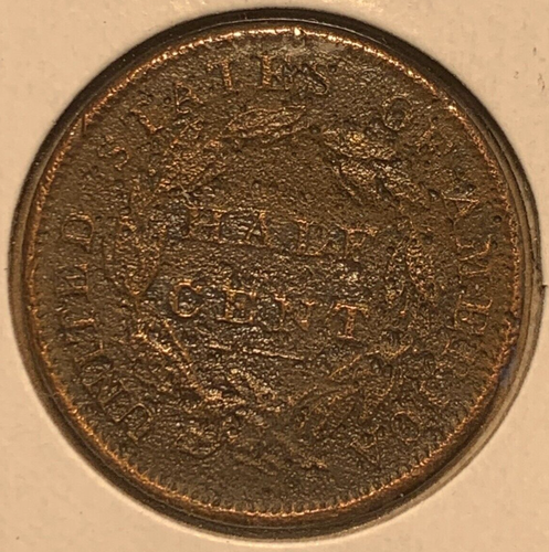 1834 halber Cent (G/Sehr guter Zustand Details) ~ klassischer Kopf ~ 1/2 Penny/Cent Kupfer USA Münze - Bild 2 von 6