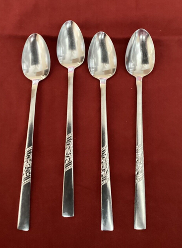 Oneida CATALINA Decorator Glossy Stainless Flatware Iced Tea Spoon 7.5” Lot of 4 - Picture 1 of 3