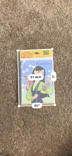 RARE Collectible Disney Mulan Thank You notes cards 8 pack by Party Express - Picture 9 of 9