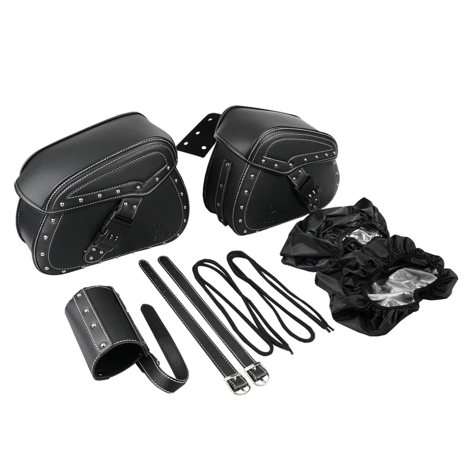 Motorcycle Saddlebags Side Luggage Saddle Bags For Honda Harley Suzuki Yamaha - Image 3 of 4