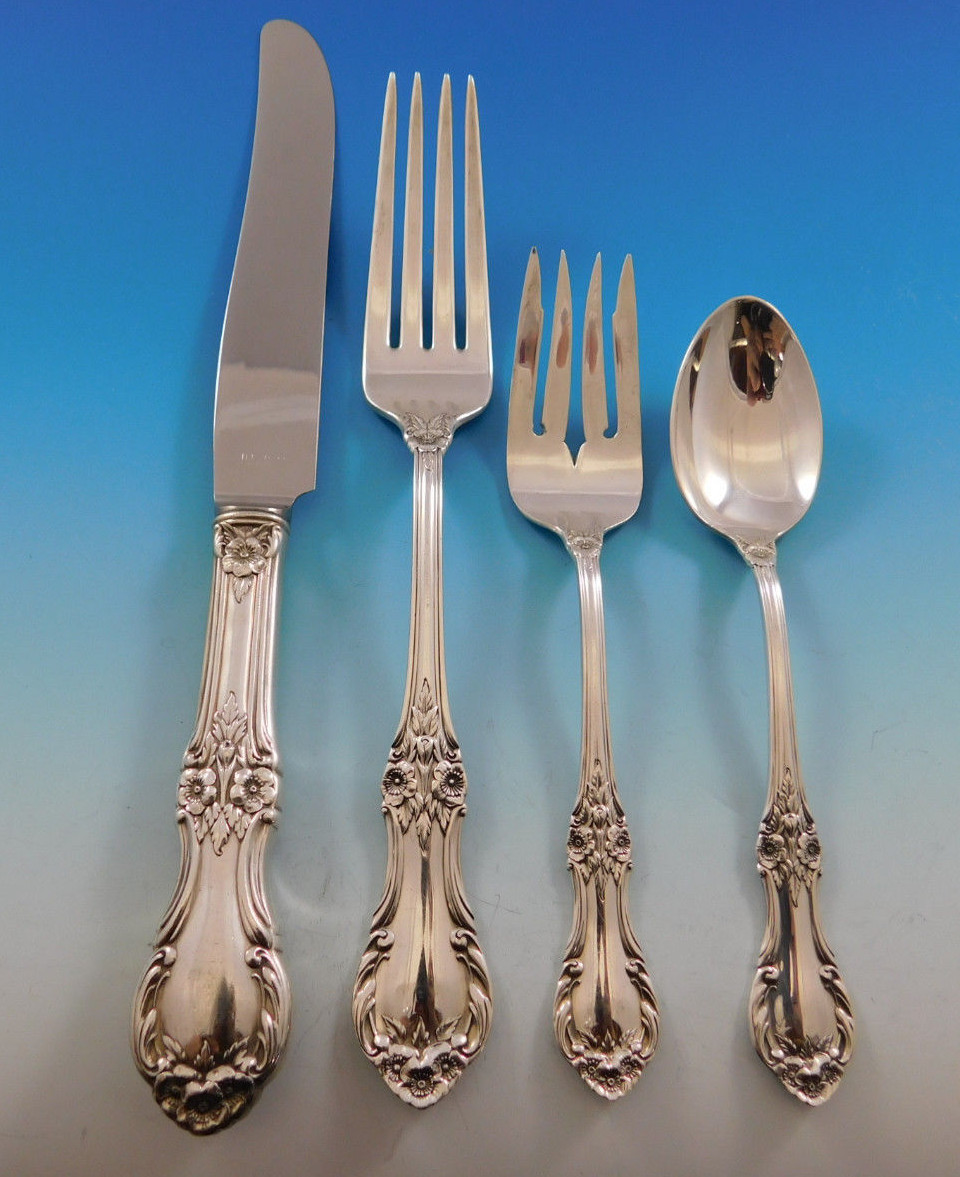 Wild Rose by International Sterling Silver Flatware Service 12 Set