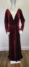 Jenny Yoo Ryland Long Sleeve Velvet Maxi Formal Dress Sz 16 Dark Berry