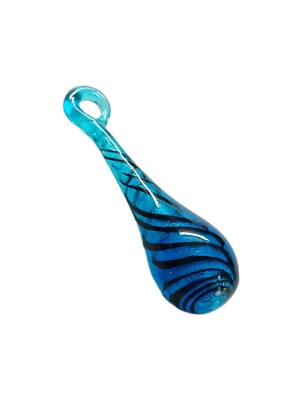 1 Glasanhänger Murano Lampwork Glas  Keule Tropfen blau Mode Basteln