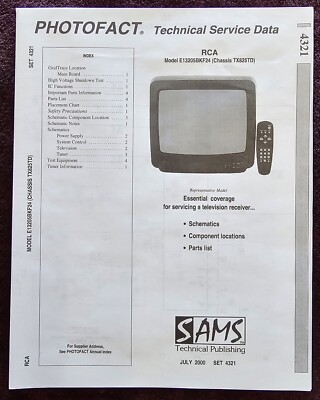 Sams Photofact 4321 Service Manual for RCA E13205BKF24 (Chassis TX825TD)