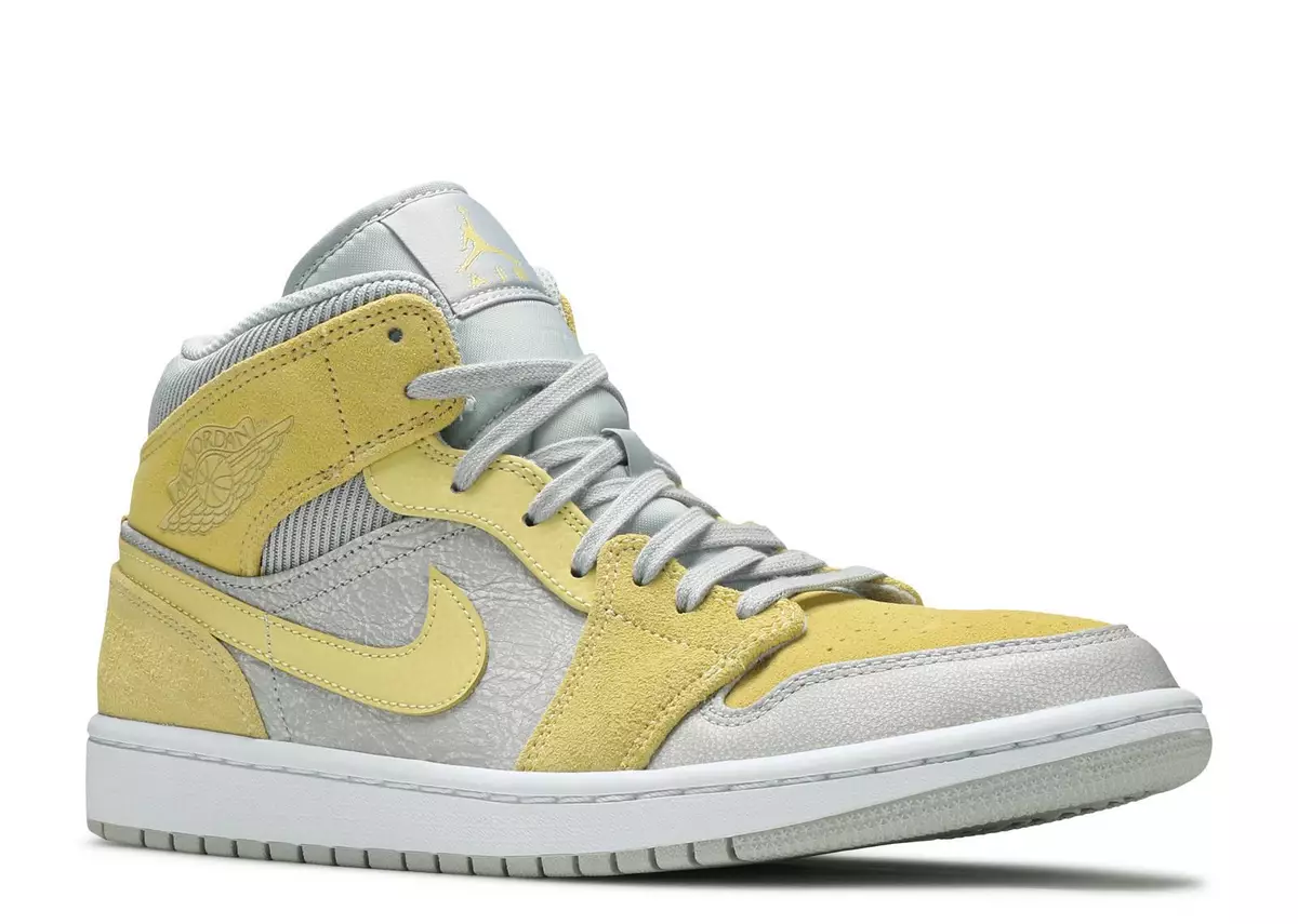 Air Jordan 1 Mid Mixed Textures Yellow Retro Basketball Sneakers Men Size 15US
