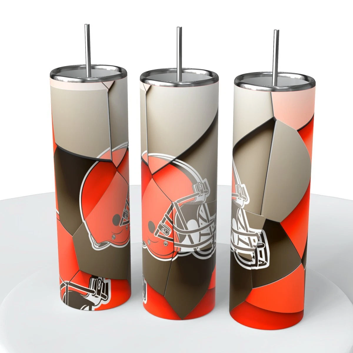 Abstract Blocks football Skinny Steel Tumbler with Straw, 20oz