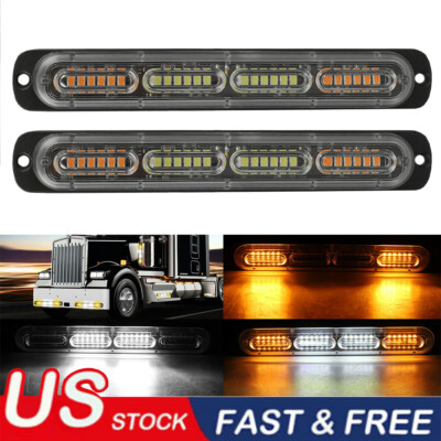 Amber White LED Emergency Warning Hazard Flash Strobe Light Bar Car Truck Safety