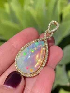 Authentic Natural Fire Opal 3Ct Pear Cut Teardrop Pendant 14K Yellow Gold Plated 18" Chain