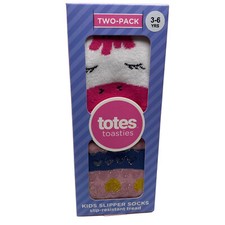 Totes Toasties Kids Slipper Socks Unicorn And Rainbows Size 3-6 years New