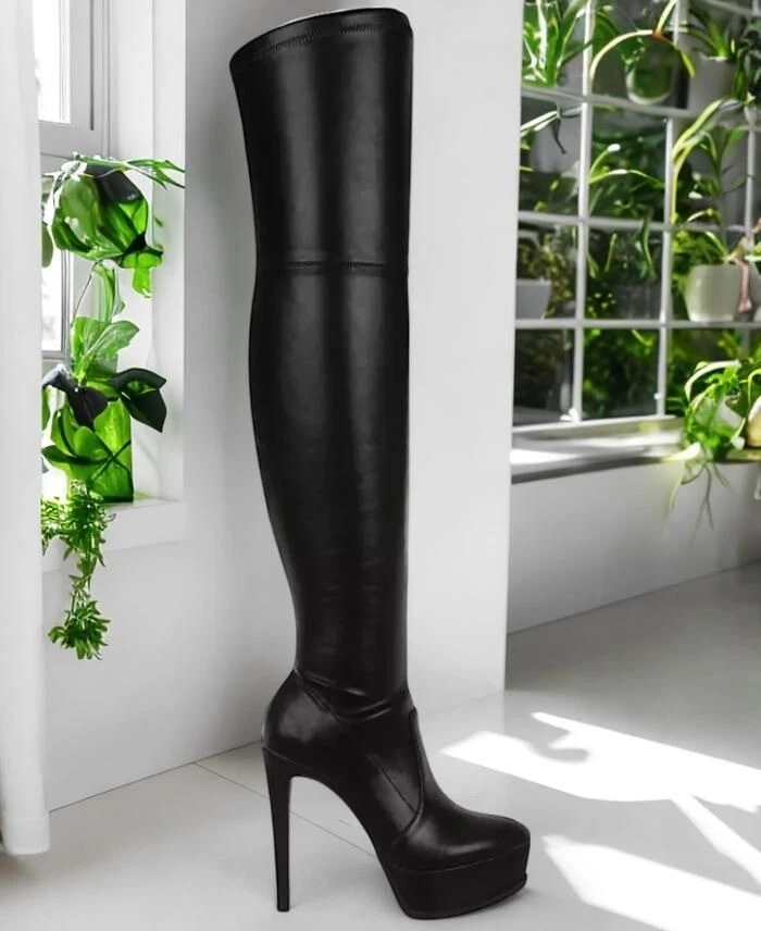Thalia Sodi Silena Women's Faux Leather Platform Over The Knee Boots NIB - Image 2 of 4