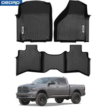 TPE Floor Mats Liners For 2013-2024 Dodge Ram 1500 Classic Quad Cab All-Weather