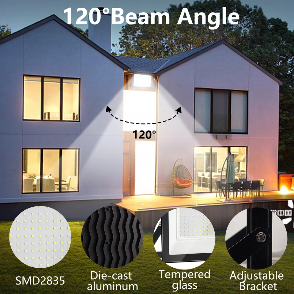 10W-500W LED Strahler Außen Fluter ohne/mit Bewegungsmelder Scheinwerfer IP65 - Bild 2 von 4