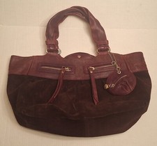 Via Repubblica Italy Leather Suede Brown Purse Hobo Bag Xl Italian Rare