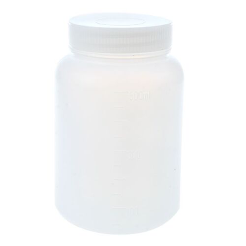 2X( (R) laboratorio cojinete químico estuche plástico blanco botella de cuello ancho 500 ml 7694 - Imagen 1 de 5