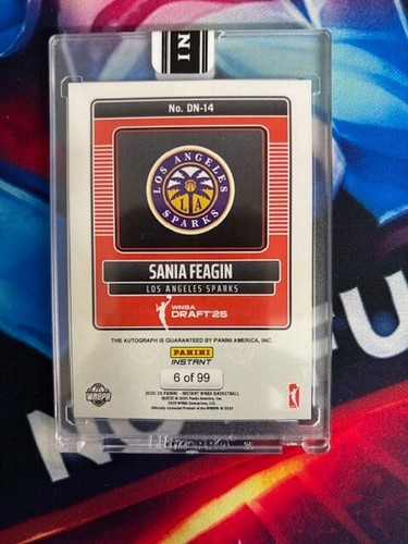2025 Panini Instant WNBA Drift Night #14 Sania Feagin Rookie Auto /99 - Picture 3 of 3