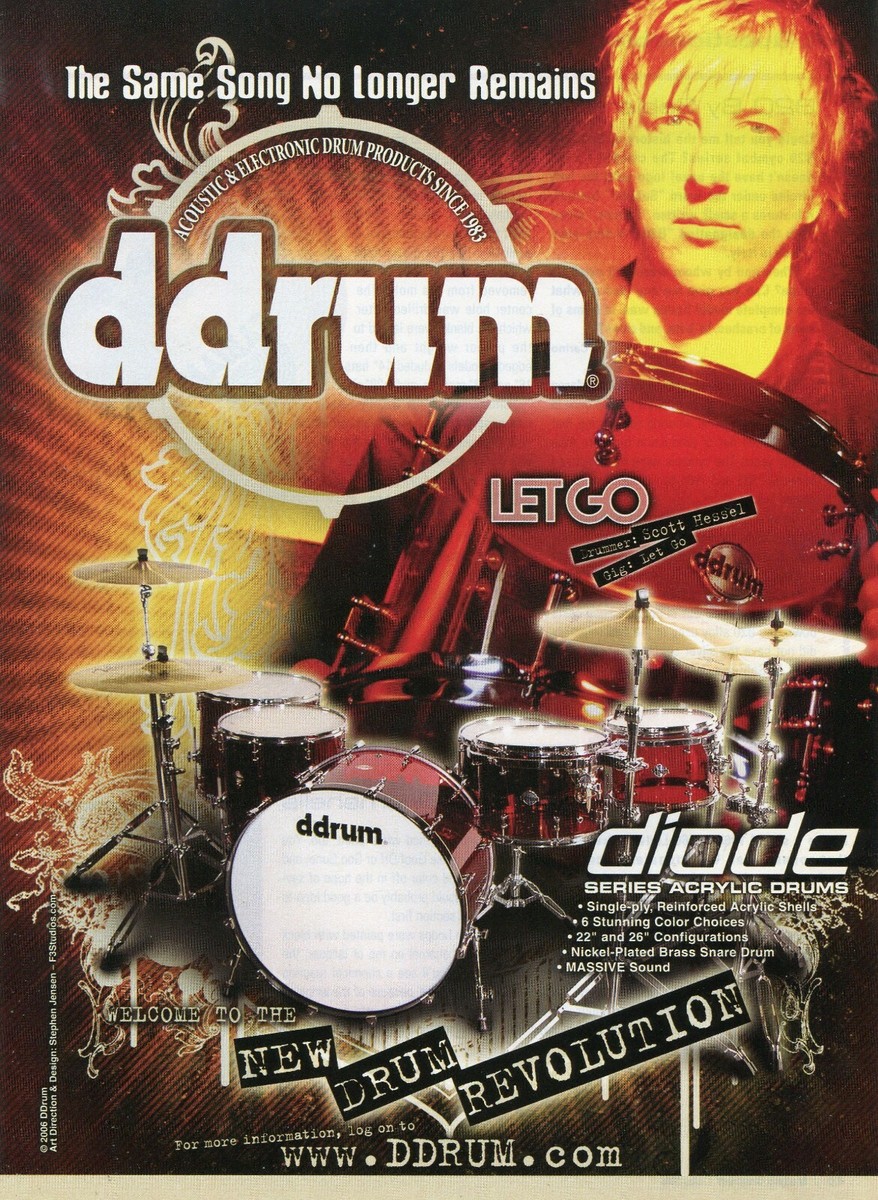 2006 Print Ad of ddrum Diode Acrylic Drum Kit w Scott Hessel of