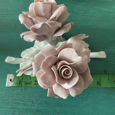 Cesar Capodimonte pink roses vintage figurine made in Italy
