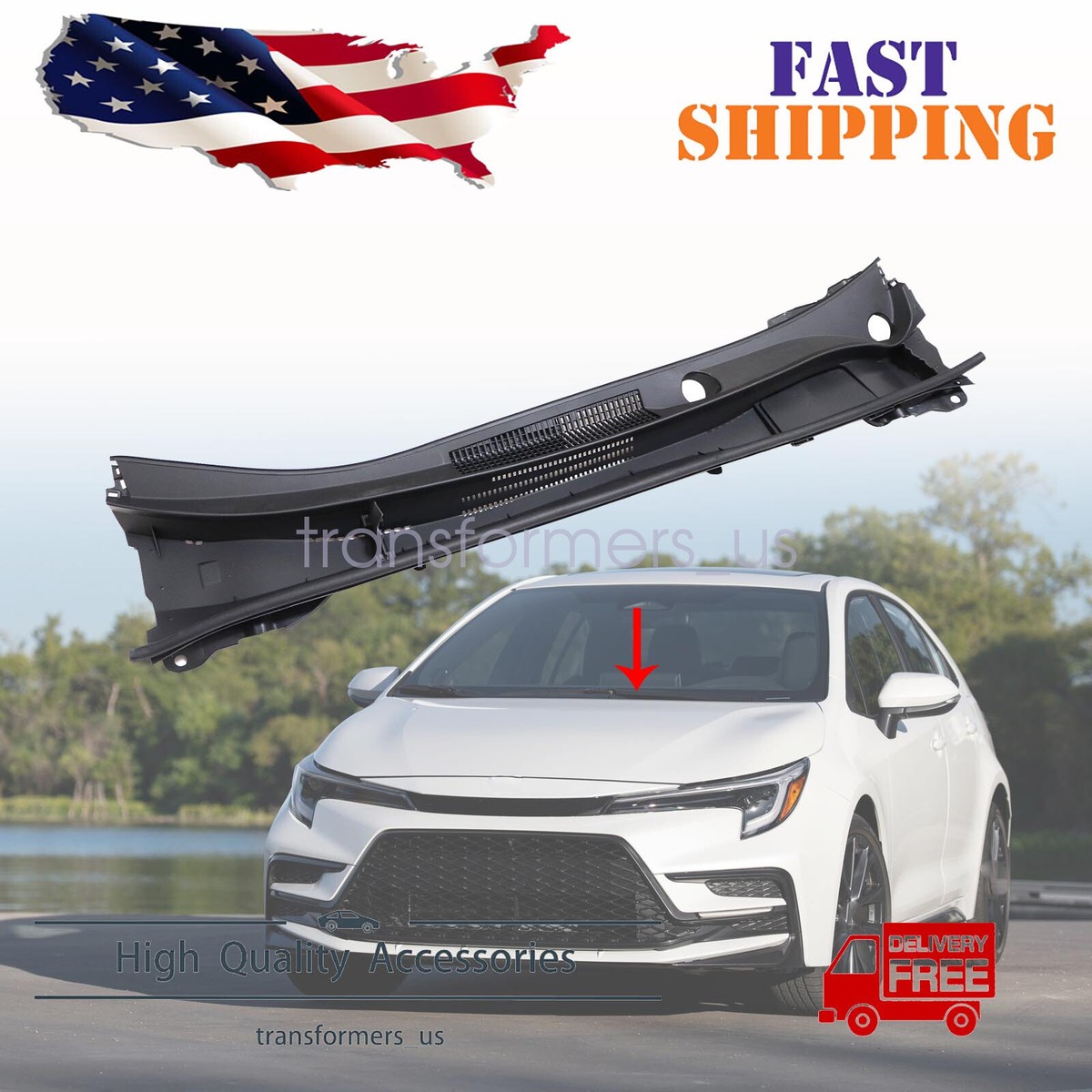 Top Windshield Wiper Cowl Panel Cover Grille For 2019-2023