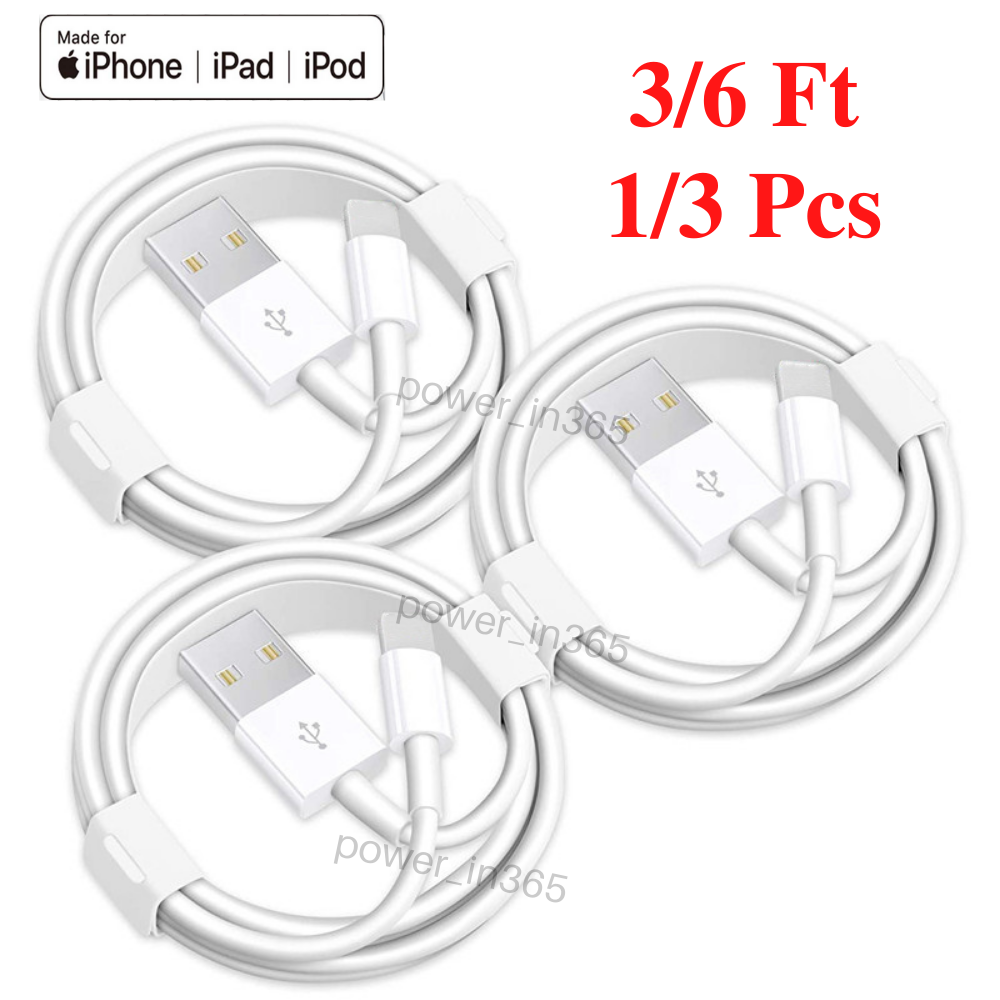 USB Charger Cable 3/6Ft For iPhone 11 XS XR X 8 7 6 SE iPad Charging Data Cord