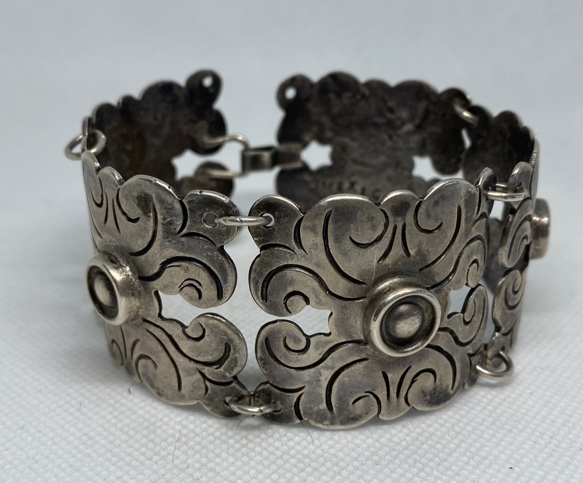 Vintage Mexican Silver Panel Bracelet | eBay