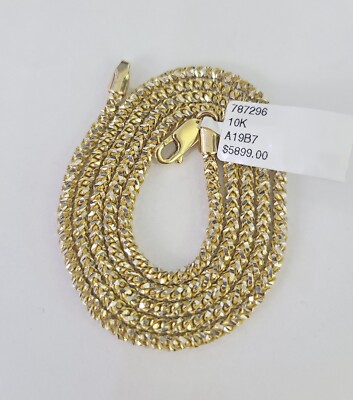 Real 10k Franco Chain Solid Gold 2.5mm 22'' Necklace lobster lock Diamond Cut