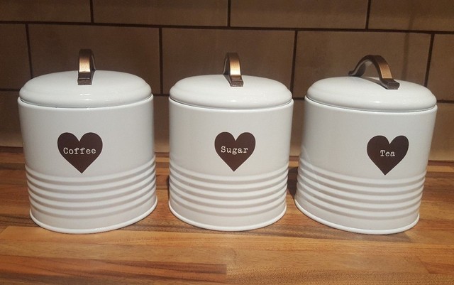 morphy richards tea coffee sugar canisters white