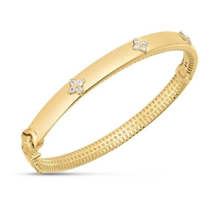 Brazalete Brazalete Trébol Diamante Natural Oro Amarillo 14k 0,28ct 5,4 mm 7" Foto 3 de 4