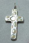 925 Silver Cross Pendant with Mother of Pearl Inlay HEART centre 2.5cm X 1.5cm