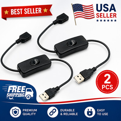 2PCS USB Cable with On Off Switch 30cm for Power and Data Transmission