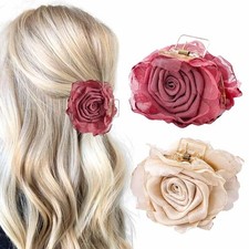 Flower Hairclip Pink White Floral Hair Claw Clip Hawaiian Claw Clip Boho Hair...
