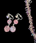 Vintage Aurora Borealis crystals Dangle Screw Back Earring and Bracelet Lot — photo 3