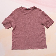 Zara Oversized Ribbed Salmon Peach Knit Short...