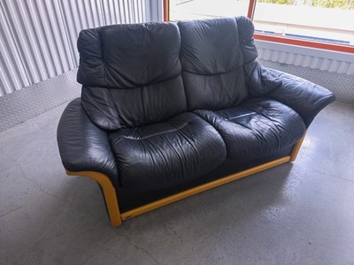 Ekornes Stressless  Eldorado  High Back Black Leather Sofa Loveseat