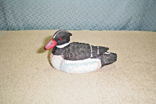 HAND PAINTED MINIATURE RESIN MALE WOOD DUCK DECOY 4 1/4" Highly deeply detailed.