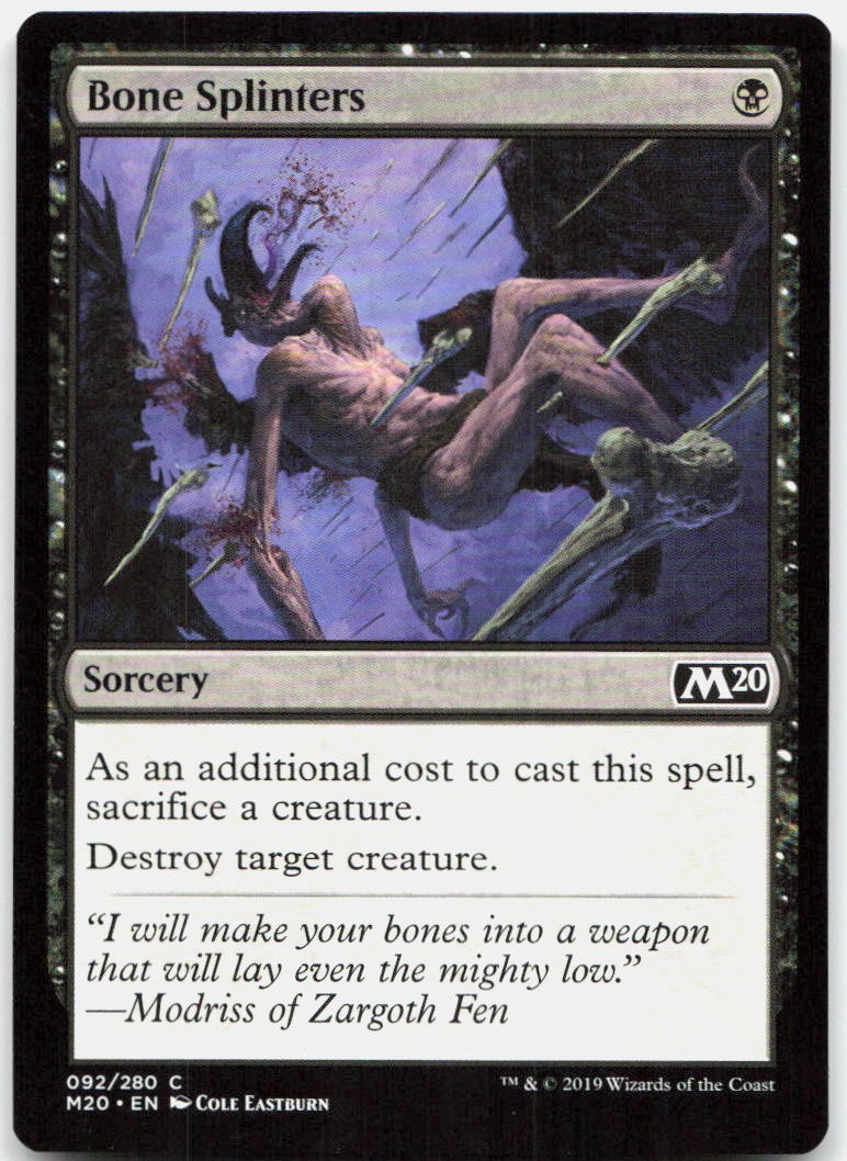 Bone Splinters 92 Near Mint Core Set 2020 Common Magic: The Gathering