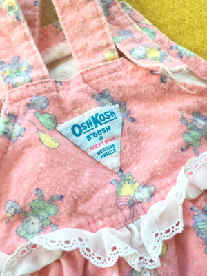 Vintage 90s Oshkosh B Gosh girls Pink Overalls birthday mouse 24