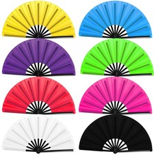 8Pcs Folding Hand Fan Bulk, Popping Clacking Fans for Line Dancing Handheld C...