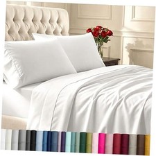 Natural 100 Cotton Sheets Size Bed Set - Soft 400 Thread Queen 01 - White