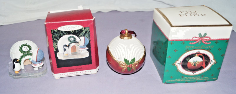 Vintage Hallmark Frosty Friends 1993 + Fitz and Floyd Pomander Ornament 1989