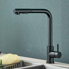 Black Pull Out Kitchen Sink Faucet Flexible 2 Modes Stream Sprayer Nozzle Fauc