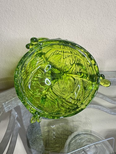 VTG Westmoreland Glass Candy Dish Bird on Nest Candy Dish Clear Green Gorgeous - Picture 13 of 19