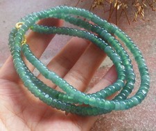 Video Certified Green A JADE Jadeite Beads Circle Necklace 24 inches718852 AS