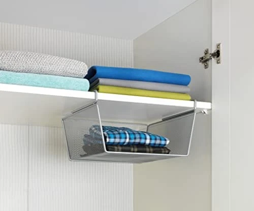 (TG. 27.5 x 15 x 28 cm) WENKO Cesto salvaspazio aggancio ripiano - NUOVO - Immagine 3 di 4