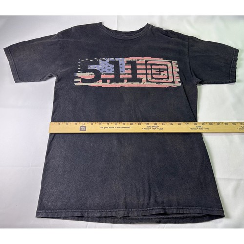5.11 Tactical T-Shirt Herren Medium schwarz amerikanische Flagge USA Grafik Tee - Bild 6 von 7