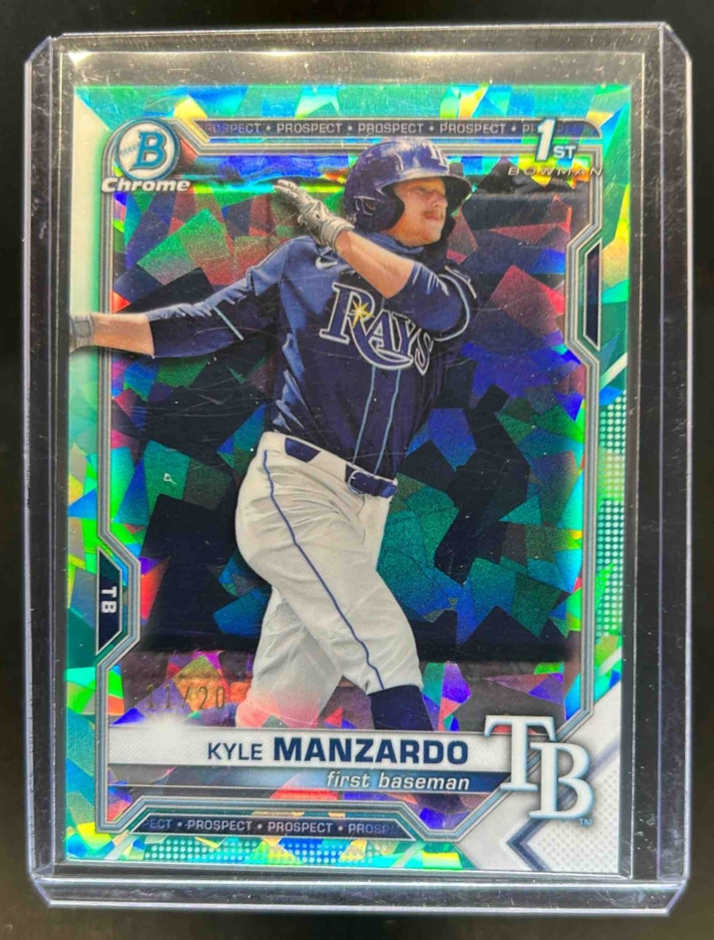 2021 Bowman Draft Sapphire Kyle Manzardo Chrome 1st Prospect Aqua #11/20 Rays