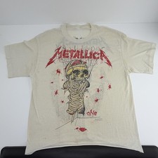 Vintage Metallica One Shirt Mens Medium White Pushead Skull Graphic 1989 80s