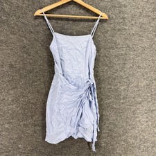 Forever 21 Dress Women S Small Blue Shift Midi Zipper Sleeveless Rayon Tasseled