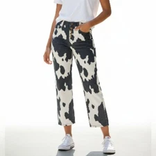 House of Sunny Jessie Cow Sz 2 Cropped Straight Leg Y2K Style