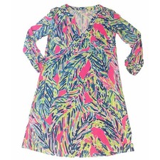 Lilly Pulitzer Braylen Dress Pink Green Blue 3/4 Roll Sleeve Size [Add] 043869