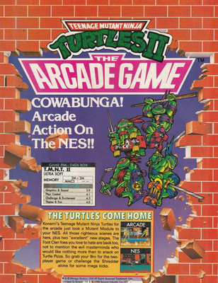 1991 Teenage Mutant Ninja Turtles II Orig Print Ad/ 16 Hint Pgs 20x26cm NIN 21